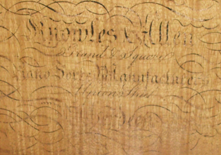 Tafelklavier Knowles & Allen, Aberdeen/Scotland 1809: Detailansicht Tusche-Signatur