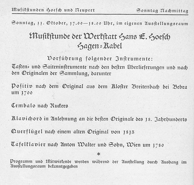 aus dem Programmheft der Kasseler Musiktage von 1936